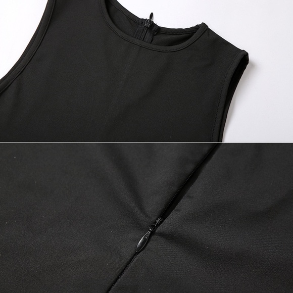 Sleeveless Black Jumpsuit Bodycon stretch minimalist basic - Picture 5 of 11